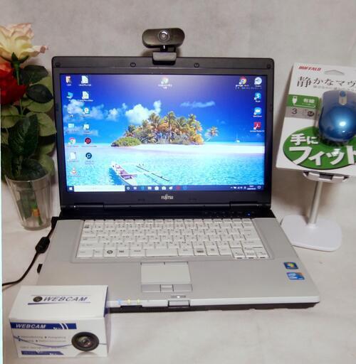 【 ＷＥＢカメラとセット 】ノートパソコン　富士通　LIFEBOOK F780/A / cpu i5 / SSD 120GB / メモリー８GB / Windows１０Pro　１５インチ液晶画面　中古良品
