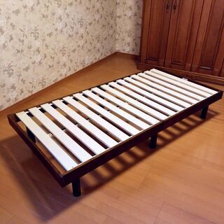 【ネット決済】すのこベッド シングルベッド 天然木 高さ調節可能