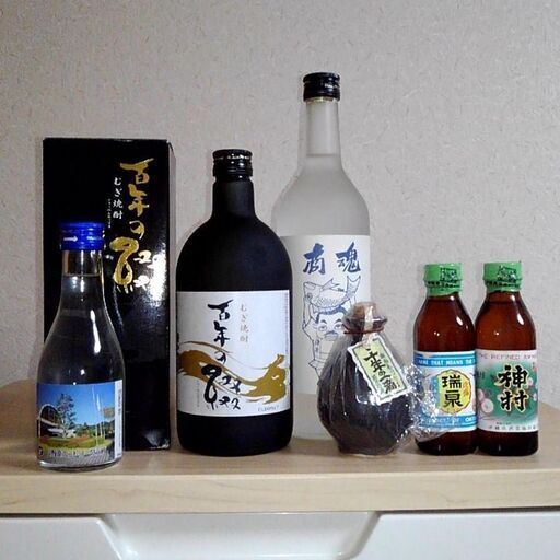 つくば市内/周辺、改札口可　　焼酎6本セット；西山酒造所 黒豆焼酎 黒丹波、中俣酒造 薩摩 桐野、濵田屋伝兵衛 伝兵衛蔵 百年の綴、雲海酒造 赤霧島、伊勢萬 商魂