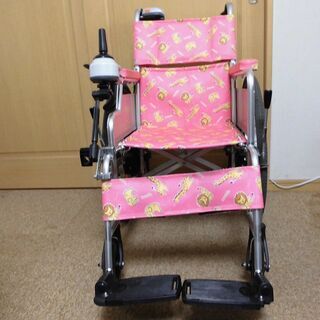 子ども用電動車椅子　ピンク生地女の子用？ 22インチ 座幅35ｃｍ