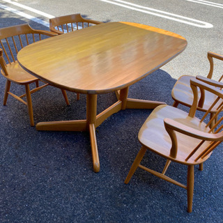 10/16終了）飛騨家具 ダイニング5点セット キツツキマーク 12,000円