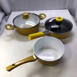 CERAFIT 両手鍋と片手鍋   アサヒ金属 フライパン 3点セット