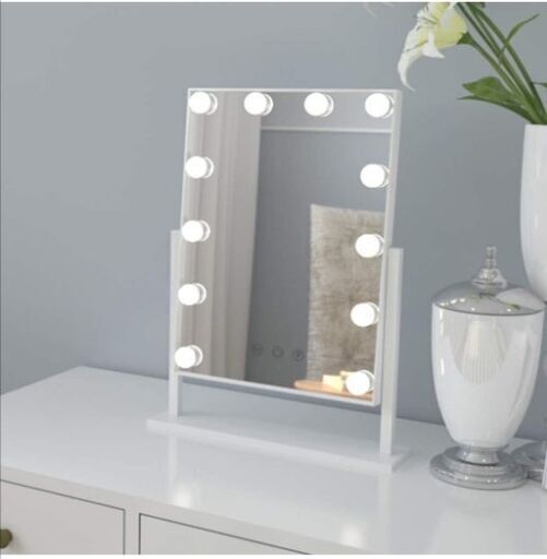 ハリウッドミラー 女優鏡 ライト付き 明るさ調節可能 12個led電球付き 3種ライトモード 360度回転 ホワイト Minima 滝野のミラー 鏡の中古あげます 譲ります ジモティーで不用品の処分