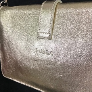 FURLA フルラ シルバーチェーンゴールド×スエードレザーワンショルダー