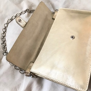 FURLA フルラ シルバーチェーンゴールド×スエードレザーワンショルダー