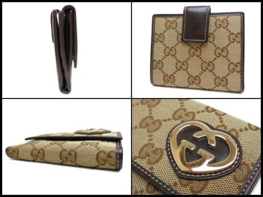 良品 GUCCI グッチ GGキャンバス Ｗホック 二つ折り財布 245731