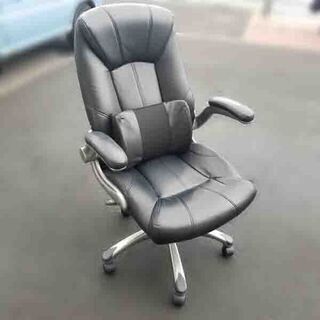 【￥2,200-】事務椅子 オフィスチェア 合皮 ブラック系　腰...