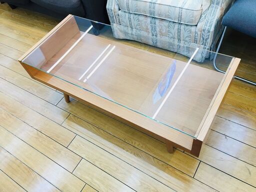 【トレファク鶴ヶ島店】UNICO(ウニコ) ECCO ガラス天板テーブル
