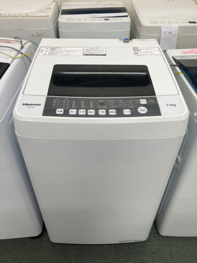 【2019年製】13,500円ハイセンス 全自動洗濯機 5.5kg 最短10分洗濯 ホワイト/ホワイト HW-T55C