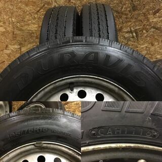 【BS DURAVIS R205 195/75R15 109/107L LT】夏タイヤ【スチールホイール 15インチ 5.5J6HPCD139.7】2016年製 バリ溝　(TF370) クレジットカード QR決済可能