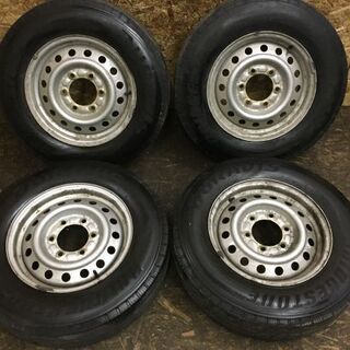 【BS DURAVIS R205 195/75R15 109/107L LT】夏タイヤ【スチールホイール 15インチ 5.5J6HPCD139.7】2016年製 バリ溝　(TF370) クレジットカード QR決済可能