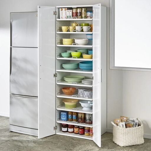 ミニマルデザイン！ディノス食器が探しやすく取り出しやすい食器棚 幅60cm　3.4万円相当