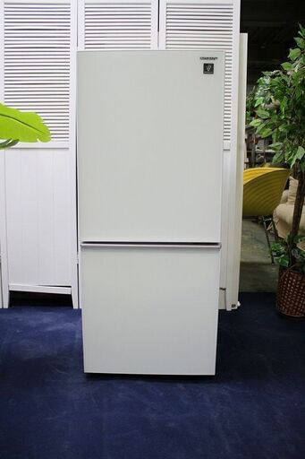 R2124) SHARP シャープ 2ドア冷蔵庫 ガラストップ SJ-GD14E-W プラズマ