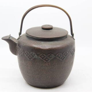 金誠堂製 銅製 槌目 湯沸 水注 やかん 薬缶 茶道具 煎茶道具