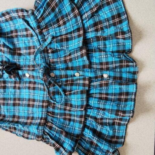 青チェックワンピース1 めろんぱん 真岡の子供用品の中古あげます 譲ります ジモティーで不用品の処分