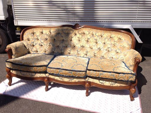 ■2769■karimoku カリモク 3人掛けソファー トリプルソファー レトロ アンティーク 家具