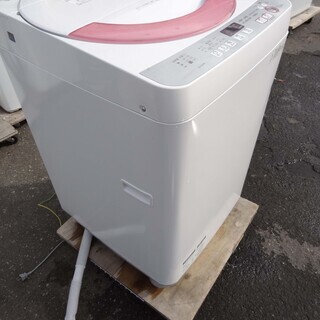 【恵庭】シャープ　ES-GE60RP　洗濯機　2016年製　6キロ　穴なし洗濯槽　中古品　paypay支払いOK!