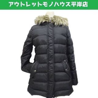 使用感少なめ◎COACH コーチ ファー付 ダウンコート ブラック S 裏地シグネチャー/レディース 