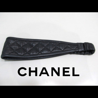 CHANEL ブラック ヘアバンド シャネル マトラッセ ロゴ CHANEL