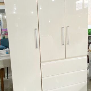 札幌市内近郊 中古良品 マルミツ家具 3分割 洋服クローゼット 収納チェスト タンス - タンス、衣類収納