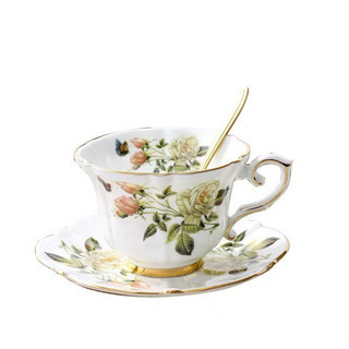 カップ&ソーサー ローズ×4客セット／超美品 桜の形のスーブン付き