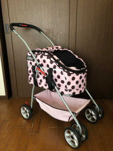 ほぼ未使用品　ペットプロ　折りたたみペットカート　ピンク