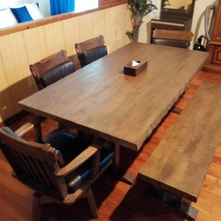 【ネット決済】高級和モダン6人掛けダイニング テーブルセット