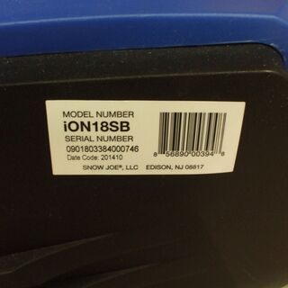 【店頭受け渡し】 スノージョー　電動家庭用小型バッテリー コードレス除雪機　iON18SB　 中古品 店頭受け渡し】 スノージョー 電動家庭用小型バッテリー コードレス