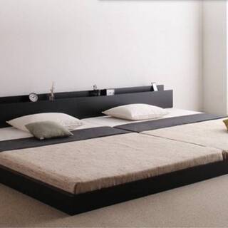 ワイドキング280にもなるダブルベッド2点セット・ブラック