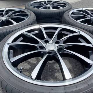 クリフクライム TC-03 8J ×19 +45 5-114.3 ★ 山あり 225/35R19 ★ ブラックポリッシュ ブラポリ ヴォクシー ノア ステップ ツライチ　①