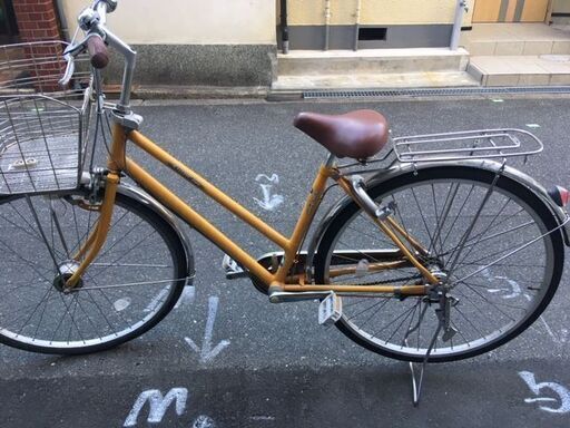 整備・良品＞シティサイクル・27インチ自転車・ブラウン 内装3段変速