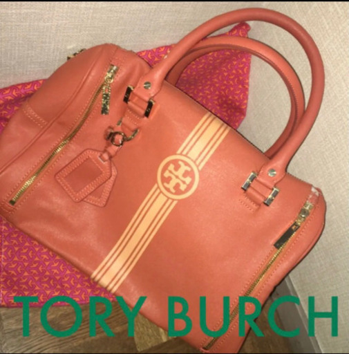 Tory Burch★トリーバーチ ロゴセンターラインオレンジ　ハンドバッグ　鞄