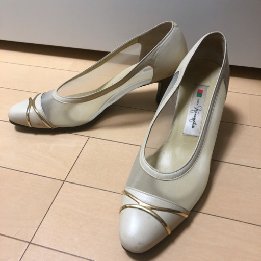 美品 銀座かねまつ レザーパンプス ベージュ ヒール6cm あみ 魚崎の靴 パンプス の中古あげます 譲ります ジモティーで不用品の処分