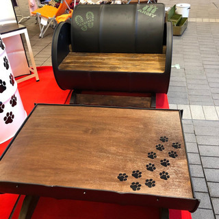 ドラム缶テーブルオーダー制作します。 オーダーサイズ可能 天板ウッド 