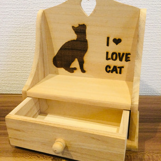 猫ちゃん小物入れ木製