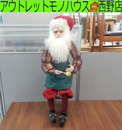 完売！サンタクロース人形 全長83cm 絵描き風 アンティーク風 ペインター サンタさん ヴィンテージ風 ペンキ塗り 装飾 クリスマスインテリア 飾り付け リアル 置き物 ペイペイ対応 札幌市西区西野