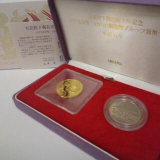 天皇陛下御在位十年記念 1万円金貨幣・500円白銅貨幣プルーフ貨幣セット