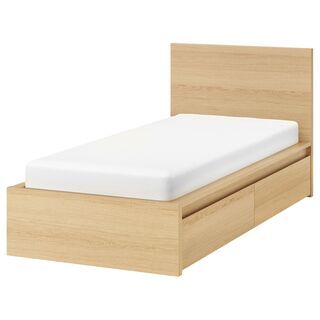 IKEAシングルベッドのマットレスとベッドフレーム（ベッド下収納...
