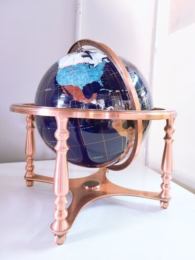 手作り天然石地球儀　天体足付ベース