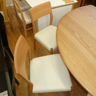 k17☆ファニチャードーム☆半月ダイニングテーブル6点セット☆テーブル＋椅子4脚＋ベンチ☆近隣配達、設置可能