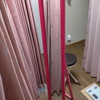 【ネット決済】姿鏡 ミラーリング スタンド鏡 ピンク