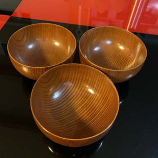 天然木 味噌汁茶碗　漆塗り 3個セット1500円