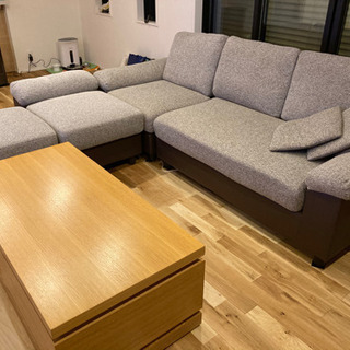 ソファ ３人掛け おしゃれ デザイナーズ グレー＆ブラウン