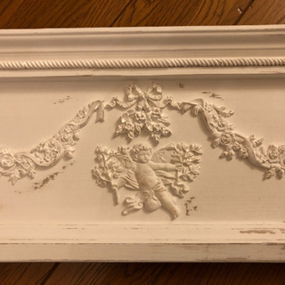 リボンガーランドエンジェルパネルホワイトモチーフ庇無し壁飾りボードシャビーシック天使 リボンガーランドエンジェルパネルホワイトモチーフ庇無し壁飾りボード