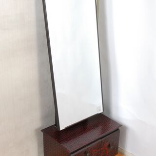 3252 鎌倉彫 鏡台 化粧台 鏡 ミラー 姿見 牡丹 D32×...