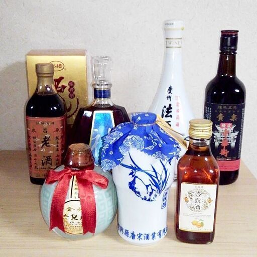 つくば市内/周辺、改札口可　　紹興酒 女児紅、紹禮10年、老酒5年、永昌源 紹興酒、杏露酒、台湾 祐酒、韓国 慶州 法酒 7本セット