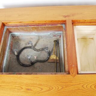 3261 欅 けやき 無垢材 関西火鉢 火鉢 長火鉢 引出付 火箸 五徳 灰ならし付 D64.5×W96.3×H35cm 愛知県岡崎市 直接引取可