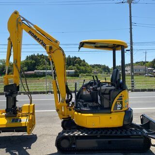 コマツ　PC30MR-3　ミニ油圧ショベル　3ｔクラス　ユンボ　倍速　ロングアーム　草刈機・バケット付き　建設機械