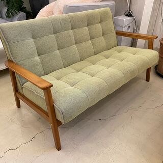 ソファ ベンチタイプ 2人掛け 2.0P 2シーター グリーン 中古品①