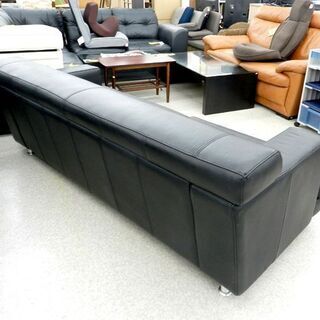 Hugo Japan 3人掛け レザーソファ  ハラコ素材 ヒューゴ ジャパン 黒 ☆ PayPay(ペイペイ)決済可能 ☆ 札幌市 北区 屯田
